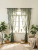 1pc Green French Romantic Ruffle Voile Window Curtain, Elegant French Style With Floral Pole Pocket For Living Room Bedroom Office Kitchen